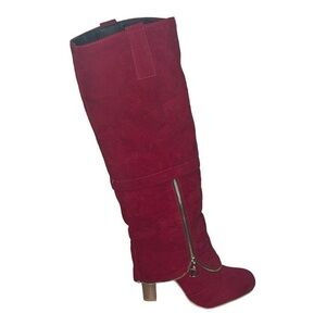 Ladies Red Suede Boots Size 39